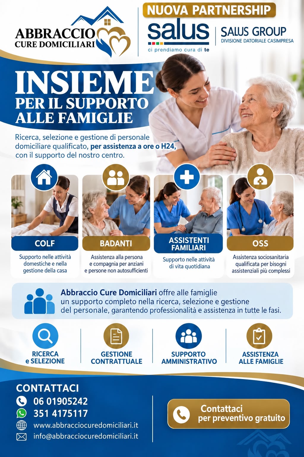 Abbraccio x Salus Group - Intermediazione badanti e colf
